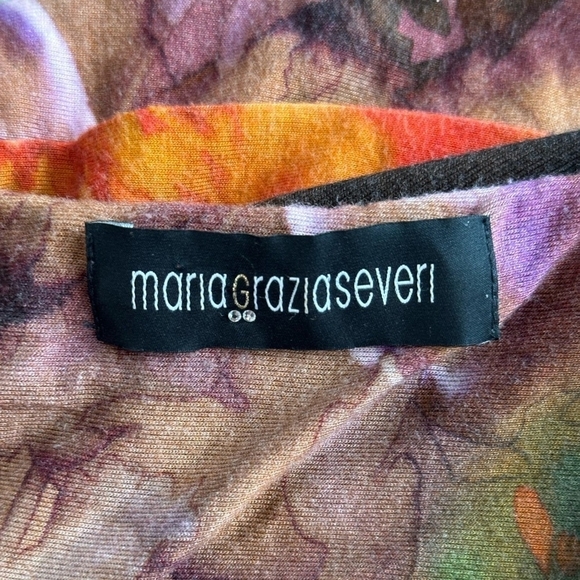 Maria Grazia Severi Brown Multicolor Midi Dress IT 42 US 6 Long Sleeve - Picture 8 of 9